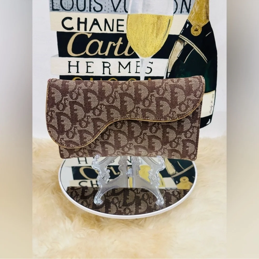Christian Dior Trotter Saddle, Flap Canvas Wallet